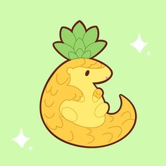 an animal with a pineapple on it's head sitting in the shape of a moon