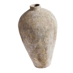 a stone vase is shown against a white background