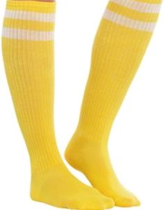 Sporty Thigh High Socks, Sporty Knee-high Cotton Socks, Cheap Stretch Yellow Socks, Yellow Knee High Socks, Yellow Sporty Socks For Sports, Fitted Striped Knee-high Socks, Sporty Yellow Cotton Socks, Cheap Multicolor Knee-high Socks For Women, Knee High Socks