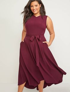 Sleeveless Lena Dress | Lane Bryant Plus Size High Low Dresses, Burgundy Midi Dress, Plum Dress, Military Ball Dresses, Midi Dress Plus Size, Plus Size Cocktail Dresses, Lane Bryant Dresses, Ruched Midi Dress, Midi Short Sleeve Dress