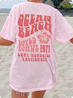 Trendy Beach T-shirt With Front Print, Vsco Style Beach T-shirt With Text Print, Oversized Beachy T-shirt With Graphic Print, Oversized Beachy T-shirt For Vacation, Pink Oversized T-shirt For Beach Season, Vsco Shirts, California Shirt, Boyfriend Style, Trendy Shirts