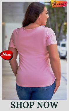 Pink Peekaboo Cutout Front Plus Size T-shirt Pink Peekaboo, Plus Size T Shirt, Plus Size T Shirts, New Shop, On Sale, Shop Now, Plus Size, Free Shipping, Pink