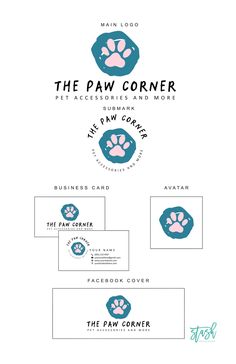 the paw corner logo and business cards