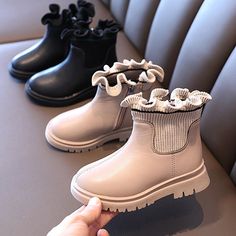 Girls Winter Boots Plush Children Boots - Soft Leather Warm Kids Boots Baby Winter Boots, Casual Summer Slippers, Butterfly Shoes, Kids Winter Boots, Girls Winter Boots, Wedding Shoes Heels, Warm Shoes, Peep Toe Shoes