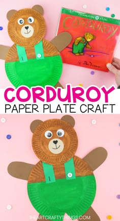 the paper plate craft is made to look like a teddy bear