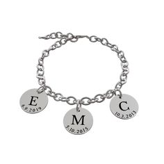 Hurry, create your own bracelet today! Mother's Day is May 12th! Our personalized bracelet is the perfect way to keep your loved ones close. With the ability to add multiple initials and dates, this bracelet makes for a truly unique and sentimental piece of jewelry that will be cherished for years to come. Each bracelet is handmade to perfection! Size: 7.1" + adjustable 1" - Fits most-all wrists Nickel and lead free Gold & rose gold colors are plated in 18K gold Not available in stores Fully hand made Material: Stainless Steel Production Time: 1 - 3 days Customizable Silver Charm Bracelet, Customizable Silver Round Name Bracelet, Customizable Silver Name Bracelet, Customizable Sterling Silver Round Bracelets, Customizable Round Sterling Silver Bracelets, Customizable Sterling Silver Bracelets, Personalized Round Bracelets With Engraving Option, Round Bracelets With Engraving Option For Personalized Gifts, Minimalist Charms Bracelet For Personalized Gift