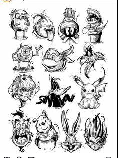 an image of cartoon faces drawn in ink