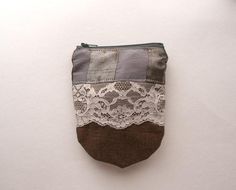 Completely handmade in Kansas from scraps - sustainable fashion accessories - zil zill pouch - boho inspired circus couture Mini Zipper Pouch, Makeup Supplies, Cotton Muslin, Muslin Cotton, Chocolate Brown, Zipper Pouch, Sustainable Fashion