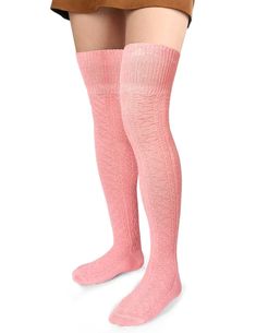 Thigh High Socks Boot Sock Women-Baby Pink Trendy Knee-high School Socks, Pink Thigh High Tights, Tight Thigh High Pink Stockings, Pink Tight Thigh-high Stockings, Pink Tight Thigh High Stockings, Pink Thigh High Hosiery For Winter, Pink Fitted Knee-high Stockings, Fitted Pink Knee-high Stockings, Trendy Pink Thigh High Legwear