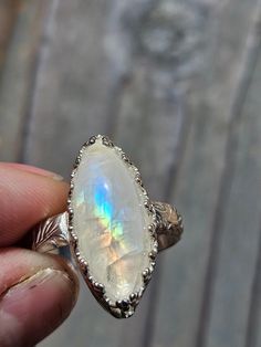 This marquee moonstone ring is bodacious! Sterling silver, size 8.5, with an art deco band Luxury Unique Oval Moonstone Ring, Luxury Handmade Elegant Moonstone Ring, Luxury White Gold Moonstone Ring With Bezel Setting, Moonstone Ring Vintage, Art Deco Band, Moonstone Engagement Ring, S Aesthetic, Peridot Ring, Moonstone Jewelry