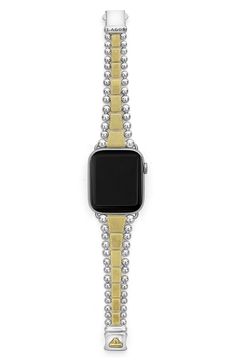 Turn your Apple Watch into a sophisticated piece of fine jewelry with this band featuring 18-karat gold, sterling silver and signature Caviar beading. Fits 42mm–49mm Series 1–8 Apple Watch (not included) Sterling silver/18k gold Imported Lagos Jewelry, Apple Watch, Watch Bands, Bag Sale, Two Tone, Jewelry Watches, Gold Jewelry, Silver Tone, 18k Gold