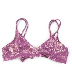 O’neill Girls Mauve Dandelion Tie Back Bikini Top New With Partial Tag Girls Size: 8 Color: Mauve Purple, Cream Detail Adjustable Back Tie, Double Spaghetti Straps, Cross Cross Front Casual Purple Seamless Swimwear, Purple Printed Swimwear For Vacation, Printed Purple Swimwear For Vacation, Casual Purple Swimwear For Beach, Casual Purple Swimwear, Purple Printed Swimwear For Pool, Purple Floral Print Swimwear For Beach, Purple Floral Print Swimwear For Vacation, Summer Printed Purple Swimwear