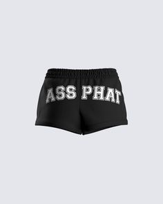 ASS PHAT, but that's obvious 😇 The perfect all-around black graphic shorts for any and all activities 😉 Made from a lightweight jersey, and complete with an elastic waistband, and front drawstring 🖤 Casual Black Stretch Athletic Shorts, Relaxed Fit Black Athletic Shorts With Drawstring, Black Stretch Bottoms With Graphic Print, Black Drawstring Activewear Shorts, Hip Hop Style Shorts With Relaxed Fit, Black Activewear Shorts With Drawstring, Black Athleisure Athletic Shorts With Elastic Waistband, Black Athleisure Shorts With Elastic Waistband, Black Activewear With Elastic Waistband For Summer