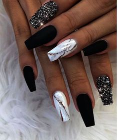 Brown Coffin Nails, Matte Maroon Nails, Nail Matte, Matte Acrylic Nails, Black And White Nails, Yellow Nails Design, Water Nails, Marble Nail Designs, Maroon Nails