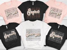 School Team Shirts, Custom Team Shirts, Mascot Shirt, Retro School, Bodysuit Shirt, Shirt Inspiration, Team Mascots, Youth Shirt, School Logo