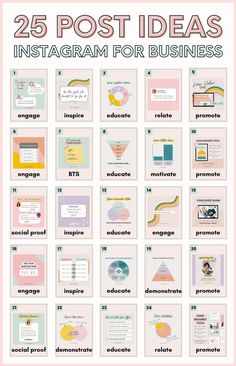 the 25 postcards for instagrams are shown in pink and blue, with different font