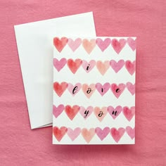 I Love You Watercolor Hearts Greeting Card Easy Valentine’s Day Cards Diy, Homemade Cards For Valentines Day, Cute Homemade Valentines Cards, Valentines Card For Grandma, Valentines Cards Handmade Friends, Cards Watercolor Handmade, Handmade Valentine’s Day Cards For Kids, Pink Birthday Cards Handmade