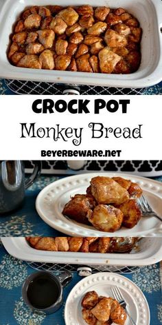 the crock pot monkey bread recipe is ready to be eaten and put in the oven