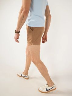 Our Original casual short that redefined the meaning of proper length shorts. These bad boys are kind of a big deal: they're made from our fanciest, most-technologically-advanced stretch casual fabric for the ultimate in movability and flexibility. They even feature an elastic waistband and an updated (read: improved, more comfortable) fit. Nothing will make your thighs look as good as these. Fabric: 98% cotton / 2% spandex Machine Wash Cold, Tumble Dry Low | Chubbies The Staples 4" Inseam Cotton/Spandex Shorts in Dark Khaki | Size Large Short Pants Men, Spandex Shorts, Dark Khaki, Big Deal, The Meaning, Cotton Spandex, Mens Shorts, Casual Shorts, Comfort Fit