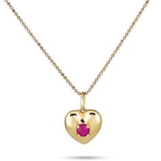 Stone and Strand 10K Yellow Gold Heart And Soul Ruby Necklace Close Up Image Necklace Extender, Ruby Necklace, Heart And Soul, Heart Soul, Solid Yellow, Spring Rings, Diamond Jewelry, Solid Gold, Jewelry Collection