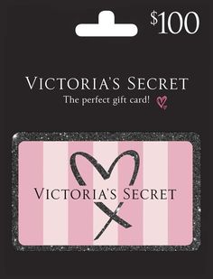 the victoria's secret gift card is pink and white with a heart on it