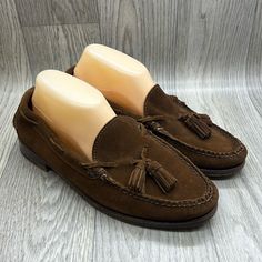 Pre Owned Ralph Lauren Brown Suede Tassel Slip-On Loafer Made In Usa. Used Shoes Can Include Signs Of Wear Such As Scuffs And Scratches, Dust And Creases From Normal Use, Dirt, Stain Or Damage Will Be Shown In Photos. See All Pictures As They Are Part Of The Of The Description. Love The Item But Not The Price? Make An Offer. T Used Shoes, Suede Tassel, Lauren Brown, Ralph Lauren Shoes, Ralph Lauren Men, Brown Suede, Loafer Shoes, Made In Usa, Tassels