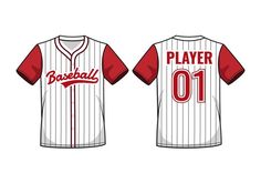 a baseball jersey with the number 01 in red and white, on a white background