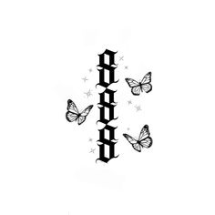 a cross with butterflies flying around it and the word hope written in black ink on a white background