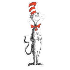 the cat in the hat sticker has a red bow on it's head