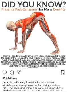 an image of a man doing yoga with the caption'did you know? prasanta padotanana has many benefits