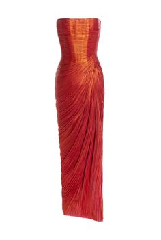 an orange and red dress is on display