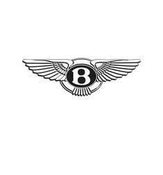 the bentley logo is shown in black and white