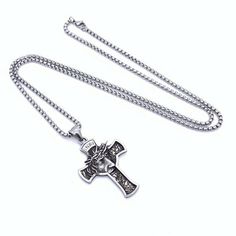 Jesus Cross Crucifix Pendant Necklace Christian Jewelry 316L Stainless Steel 24" | eBay Metal Cross Jewelry With Adjustable Chain, Metal Chain Cross Necklace, Stainless Steel Chain Necklace With Cross Pendant, Metal Crucifix Jewelry With Adjustable Chain, Adjustable Metal Crucifix Chain Jewelry, Adjustable Metal Crucifix Jewelry, Metal Crucifix Necklace With Adjustable Chain, Nickel-free Metal Cross Pendant Jewelry, Stainless Steel Cross Pendant Necklace With Box Chain