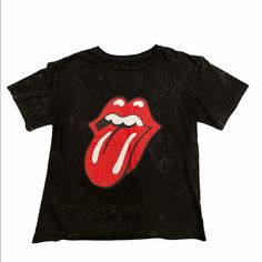 The Rolling Stones Black/Red Lips T-Shirt Size Small Nwot Raw Hem Arm Pit To Arm Pit 18.5” Length 22” Red Lips, Rolling Stones, Black Red, Black And Red, Lips, Tops & Tees, Womens Tops, Red, T Shirt