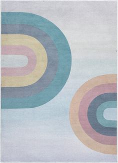 an area rug with two circles on it