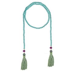 "Heidi Daus Tassel Tastic Lariat Turquoise Necklace Step up your style game with this fun and fabulous Beaded Crystal Cord Necklace. A single strand of smooth turquoise glass beads capped at each end with a coordinating luminous purple ribbed bead, and a crystal pavé station, with tassels that provide movement and interest to this unique necklace. Wear it open draped down your décolletage for an elongated silhouette, or loop it once around your neck for a choker-like style. * Various amounts &am Adjustable Green Beaded Lariat Necklace, Turquoise Hand-strung Lariat Beaded Necklace, Turquoise Lariat Beaded Necklace Hand-strung, Adjustable Green Bohemian Lariat Necklace, Adjustable Turquoise Elegant Lariat Necklace, Elegant Adjustable Tassel Necklace For Beach, Elegant Turquoise Beaded Lariat Necklace, Adjustable Beaded Turquoise Lariat Necklace, Adjustable Beaded Lariat Turquoise Necklace