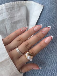 White French Tip Nails With Cherries, White Nails With Cherry, Acrylic Nails White Tips, White Cherry Nails, French Tip Acrylic Nails White, French Tip With Cherries, Cherry Nails French Tip, Cherry Almond Nails, Cherry Nails Acrylic