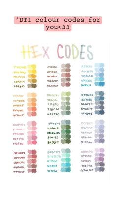 the color code for hex codes is shown in different colors and font, along with an