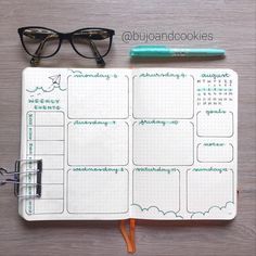 Bullet Journal Tracker Ideas, Bullet Journal Weekly Layout, Bujo Planner, Creating A Bullet Journal, Bullet Journal Notes, Bullet Journal Paper, Bullet Journal Hacks, Bullet Planner, Bullet Journal Weekly Spread