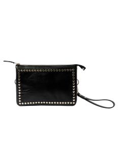 Subtle elegance with a twist. The classic black leather bag with subtle metallic silver stud hardware detail. This is a forever bag - the one you reach for every day, with a classically cool vibe that never goes out of style. During the week, wear it crossbody-style for errands and the office. On the weekend, use the smaller strap for a wristlet or rock it as a clutch for a special event or date night. The Minimalist looks small, but it is mighty. The bag is big enough for your daily essentials Modern On-the-go Clutch Shoulder Bag, Modern Shoulder Bag With Metal Hardware For On-the-go, Black Textured Leather Bag For On-the-go, Black Riveted Shoulder Bag, Modern Black Shoulder Bag With Silver-tone Hardware, Black Leather Bag, Minimalist Bag, Subtle Elegance, Black Leather Bags