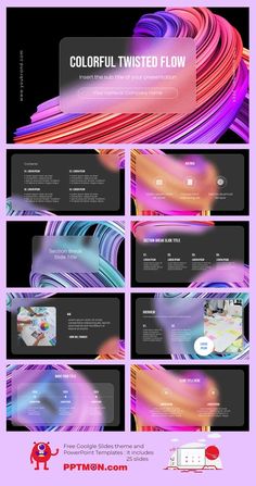 colorful twisted flow powerpoint slideshow templates - slidemodel videohive