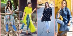 7 Types Of Kurtis To Wear With Jeans Evergreen Styles For Women Long Kurti With Jeans, Trendy Kurtis, Kurti With Jeans, Trendy Kurti, Jeans Styling, Design Kurti, Jeans Design, Long Kurti, Long Kurti Designs