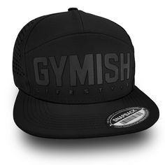 a black gym hat with the word gym on it's front and back side