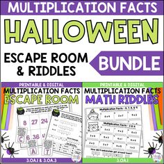 halloween escape room and riddles bundle for kids to practice addition fact worksheets