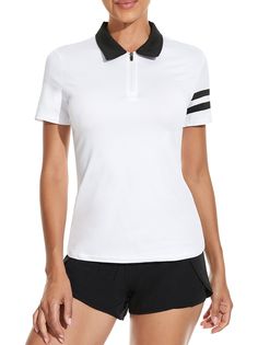 Ladies Short Sleeve Sporty Short Sleeve Golf Shirt, Fitted Short Sleeve Golf T-shirt, Sporty Short Sleeve Tennis T-shirt, Sporty Team-colored Short Sleeve Polo Shirt, Sporty Polo Collar Golf T-shirt, Tennis Shirts, Golf Polo Shirts, Golf Polo, Tennis