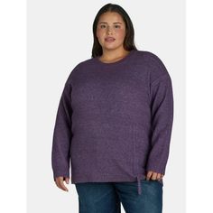 TS CINCH PULLOVER Size: 4X.  Color: Purple.  Gender: female.  Age Group: adult. Sky Clothing, Beaded Sweater, Plus Size Sweaters, Flutter Sleeve Top, Ribbed Tank Tops, Knitted Pullover Sweaters, Sweater Blouse, Sweater Fashion, Knitted Pullover