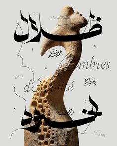 an arabic calligraphy is shown in the shape of a bird's head, with its