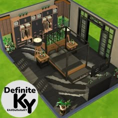 Functional in gameplay. Download from Patreon or EA gallery #DefiniteKY Sims 4 Home Gym Ideas, Sims4 Room Ideas Base Game, Sims 3 Bedroom, Sims Room Ideas Bedrooms, Sims4 Room Ideas, Sims Rooms, Sims 4 Basegame Home, Sims4 Bedroom, Sims 4 Room Decor