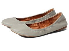 Lucky Brand Emmie - Women's Flat Shoes : Light Seagrass : The Lucky Brand Emmie flat is feminine and versatile with an easy slip-on design, elasticized topline, and a plain rounded toe. Available in leather or fabric upper finishes. Breathable man-made lining. Lightly padded footbed provides long-lasting comfort. Flexible rubber outsole. Imported. Please note: some soles may have a clover detail. Measurements: Heel Height: 1 4 in Weight: 4 oz Product measurements were taken using size 8, width M Cushioned Slip-on Ballet Flats, Casual Slip-on Ballet Flats With Ortholite Insole, Comfortable Slip-ons With Leather Footbed And Almond Toe, Casual Flats With Leather Footbed And Almond Toe, Leather Slip-on Ballet Flats For Spring, Slip-on Ballet Flats With Textured Sole, Casual Almond Toe Flats With Leather Footbed, Casual Round Toe Ballet Flats For Work, Casual Ballet Flats With Round Toe For Work