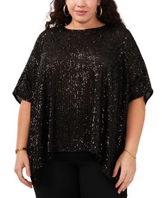 in stock Poncho Top, Sequined Top, Sequin Blouse, Poncho Tops, Black Sparkle, Knitwear Dress, Sequin Top, Blouse Black, Denim Top